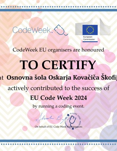 Certifikat EU Code Week 2024